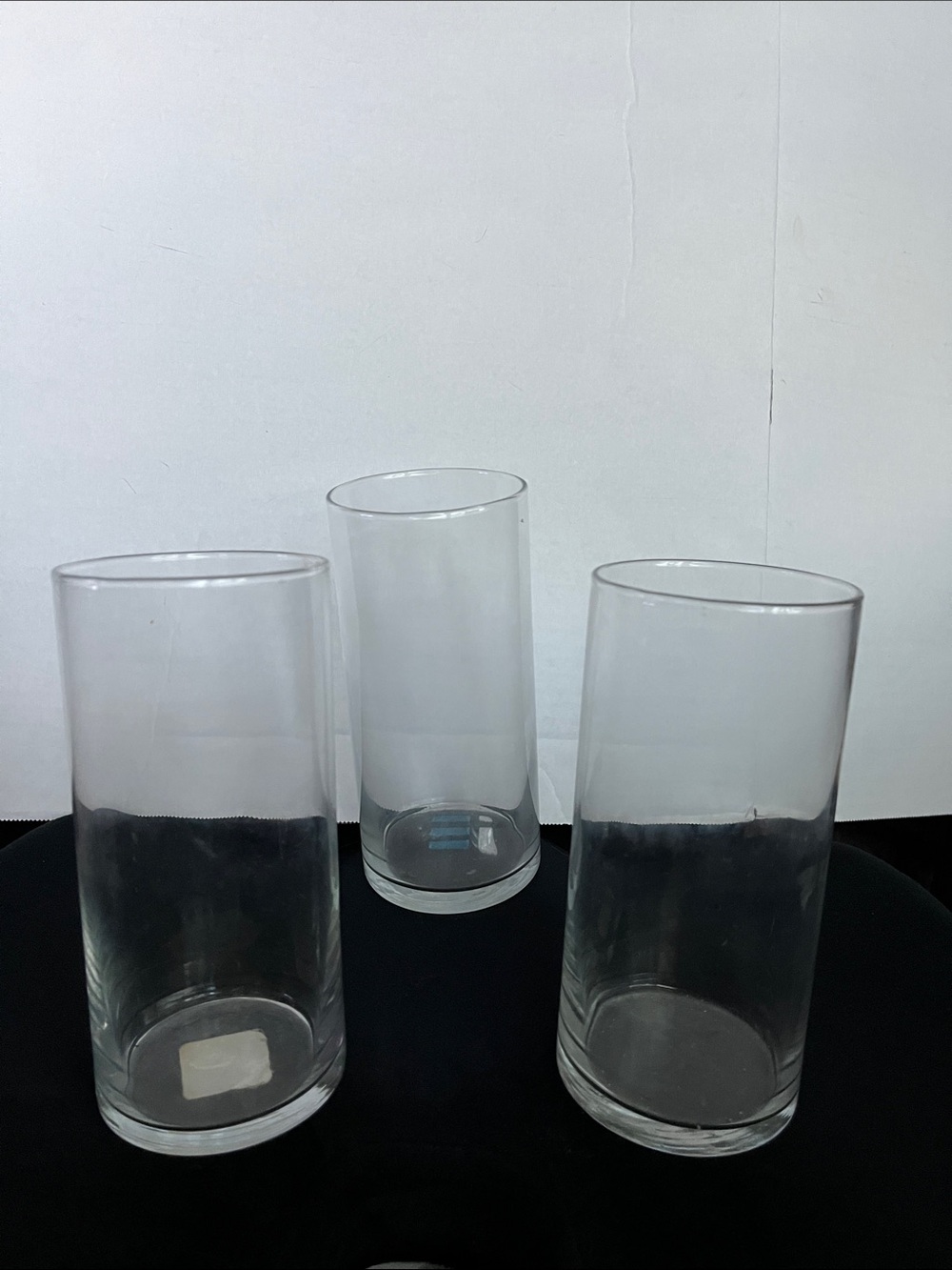 Set of 3 Clear Glass Vases